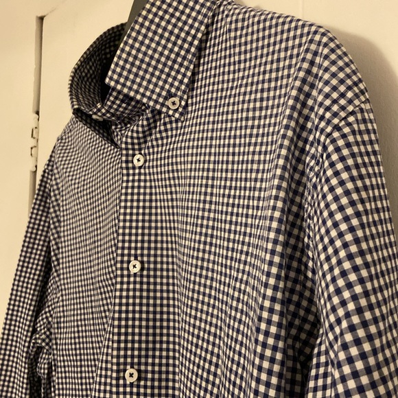 Zara Man XL Slim Fit Blue and White Check button-down - Picture 4 of 7